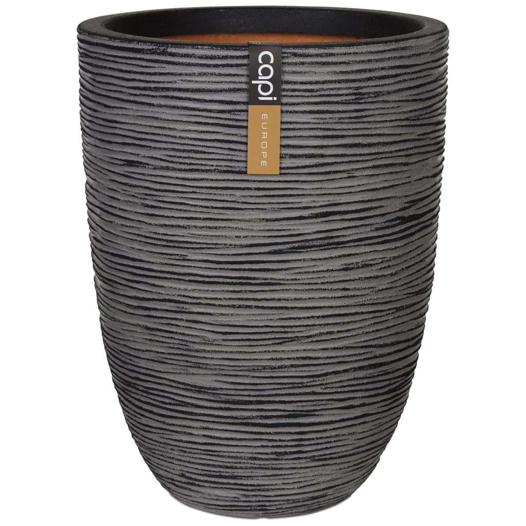 Capi Capi Flowerpot Nature Rib elegante basso 46x58 cm Antracite Kofz783