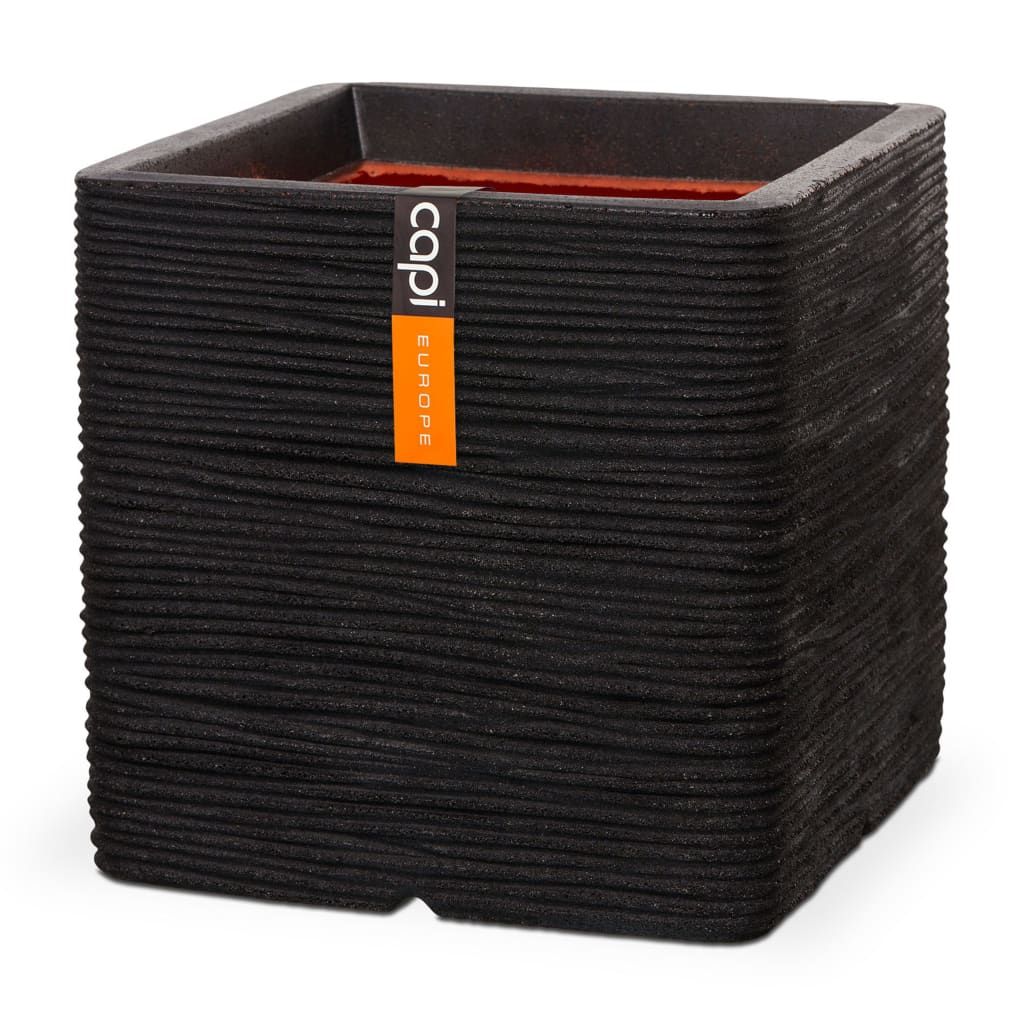 Capi Planter Nature Rib Square 50x50 cm noir