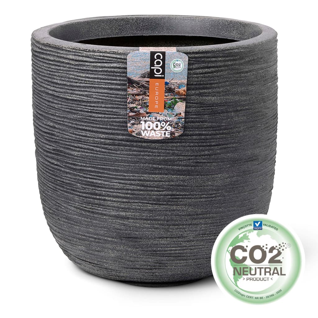 Capi Planter Wash Rib 43x41 cm Gray