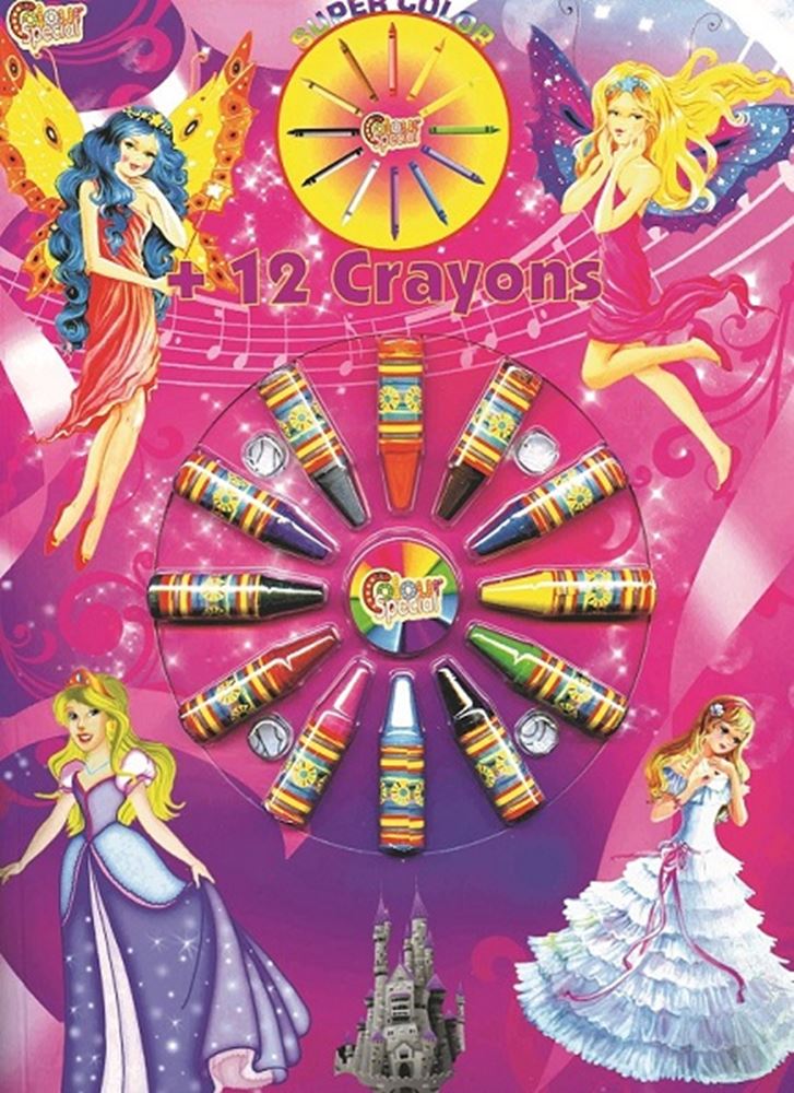 Livre de coloriage + crayons de lavage. 4 essieux 12 pièces