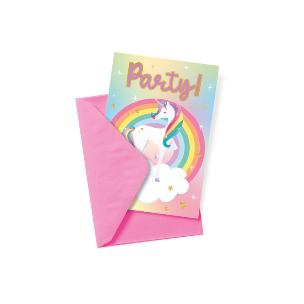Cartes d'invitation licorne autres marques 6 pièces