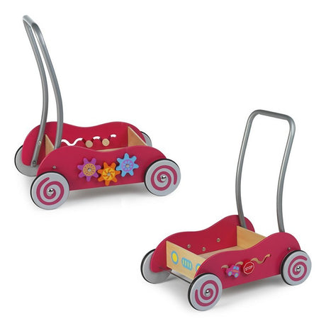 Chariot à pousser en bois Simply for kids rose