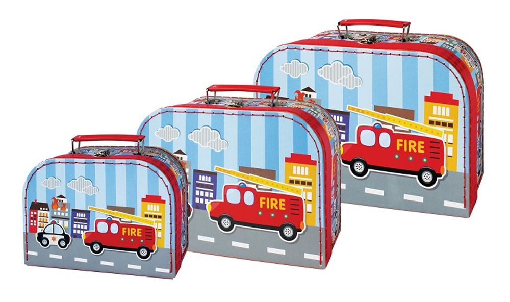 Simply for kids Valise 3 pièces camion de pompier #039;s