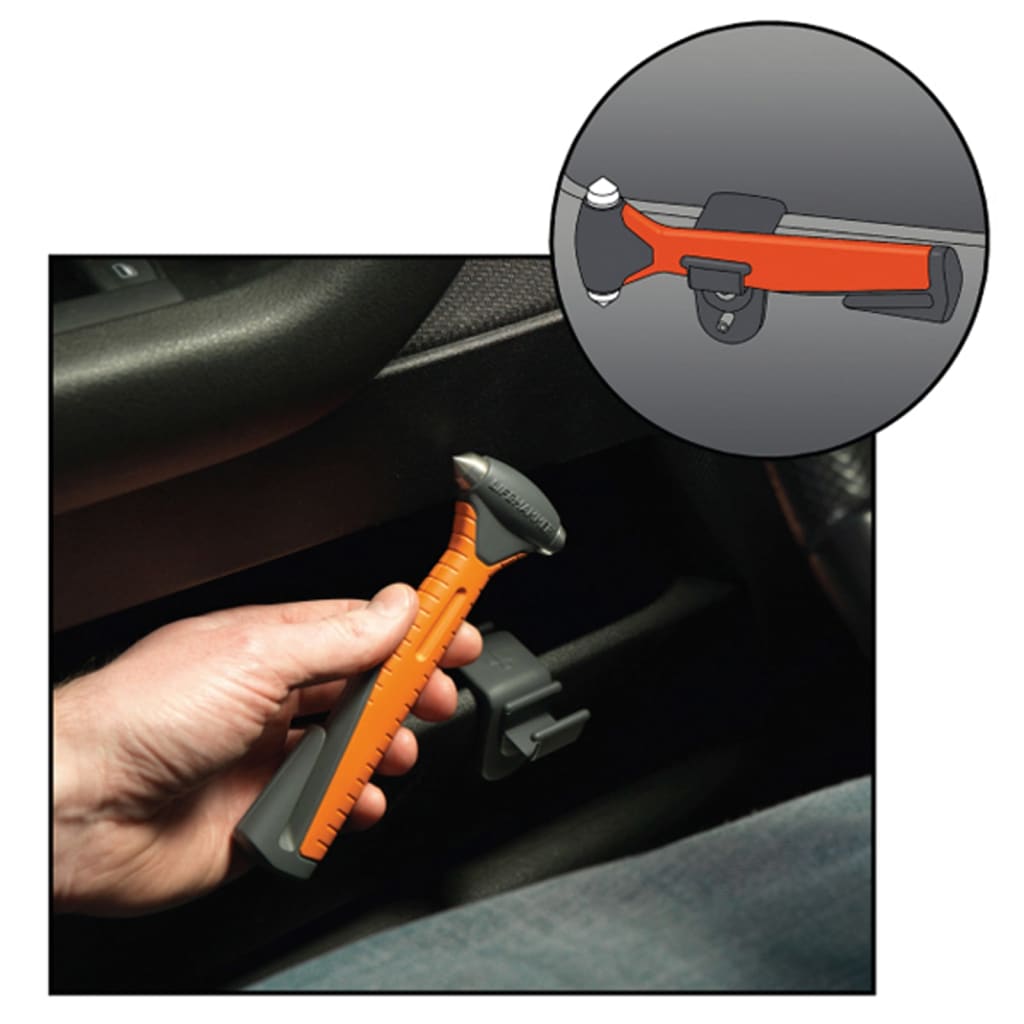 Lifehammer emergency hammer plus with belt cutter orange 16.5 cm