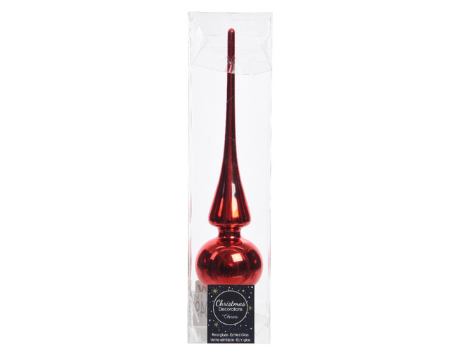 Decoris pic verre brillant Noël rouge dia6x26cm