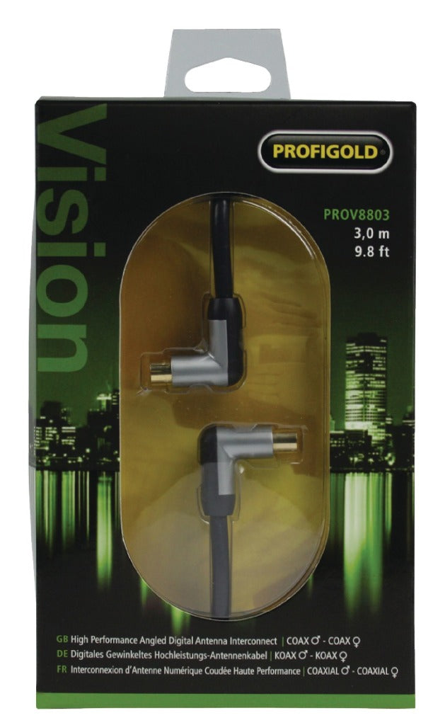 Profigold profigold prov8803 coaxkabel male gehoekt female gehoekt 3,00 m zwart