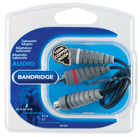 Bandridge bal4600 câble subwoofer 2x rca mâle - rca femelle 0,20 m bleu