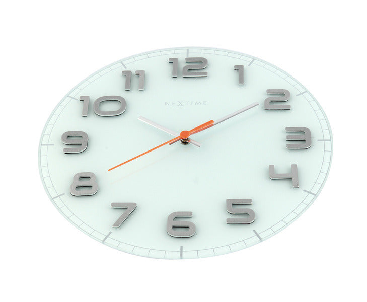 Nexttime ne-8817wi horloge murale dia. 30 x 3,5 cm, verre, blanc, 'classy round'