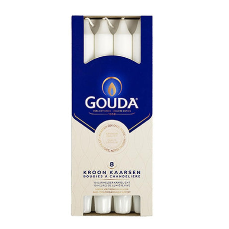 Bougies couronne Gouda 24x2,4 cm 8 pièces blanches