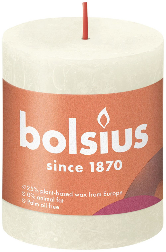 Bougie pilier rustique Bolsius Shine Collection 80 68 perle douce - perle douce
