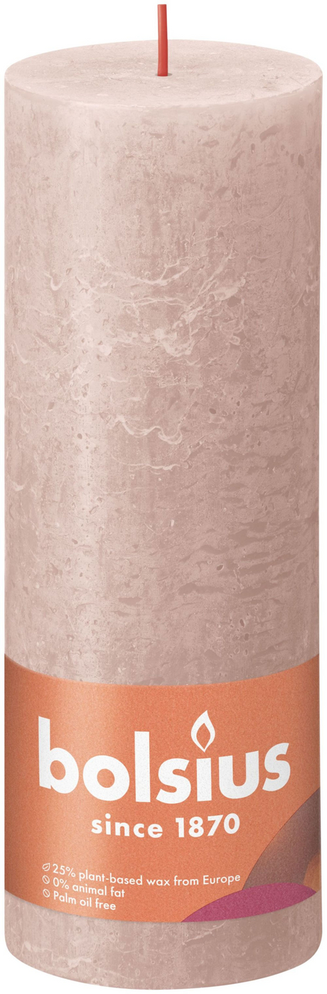 Bougie pilier rustique Bolsius collection Shine 190 68 rose brumeux - rose brumeux