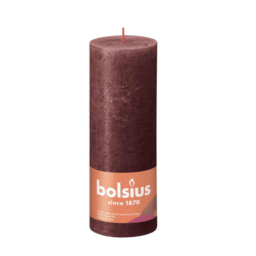 Bougie pilier Bolsius 19x6,8 cm rouge foncé