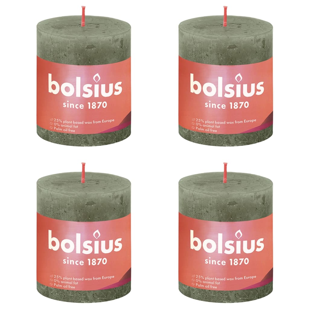 Bolsius Bolsius Stollen Shine 4 St rustikal 80x68 mm frisch olivfarben