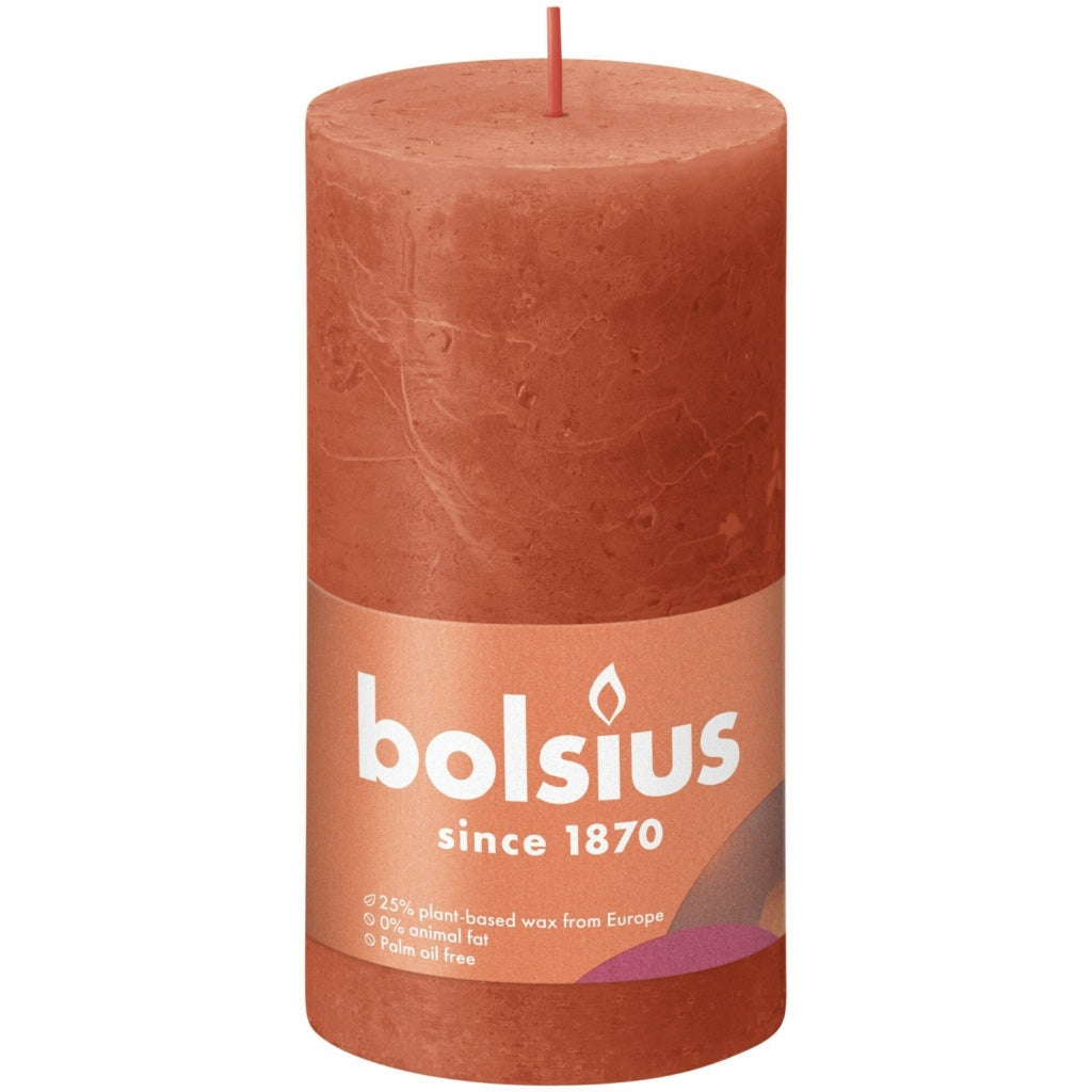 Bolsius stubbljus rustik 13x6,8 cm jordisk orange