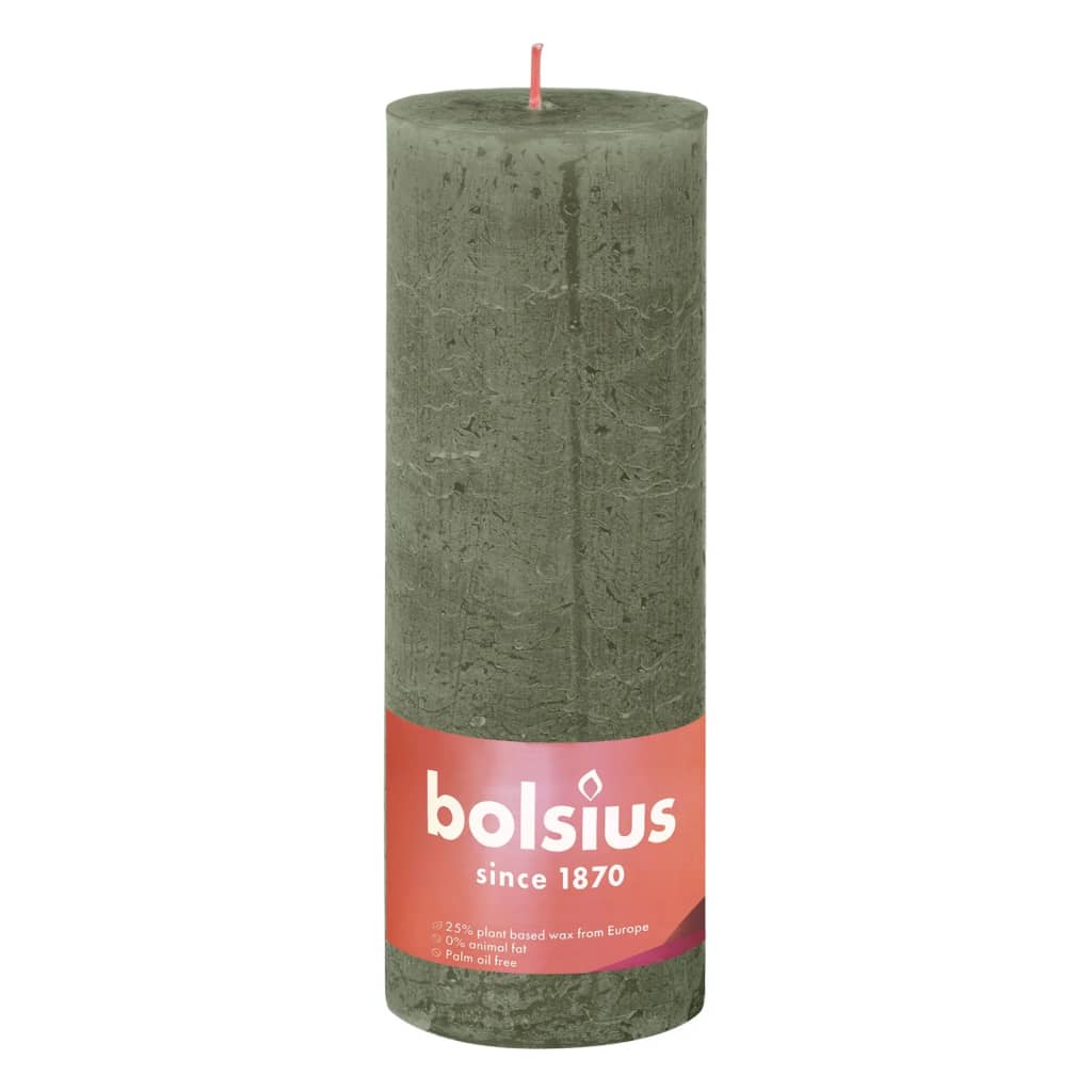 Bolsius Bolsius Stollen Shine 4 St Rustic 190x68 Mm Fresh Olive Colored