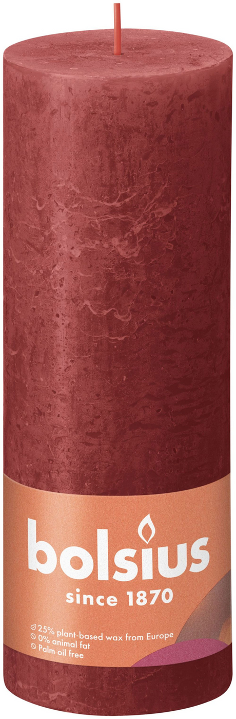 Bougie pilier Bolsius rustique rouge délicat - 19 cm ø 7 cm