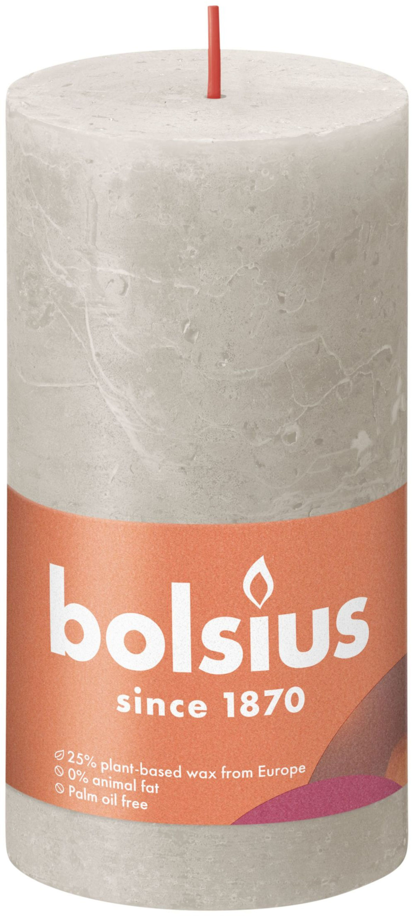 Bougie pilier rustique Bolsius Shine Collection 130 68 gris sable - gris sable