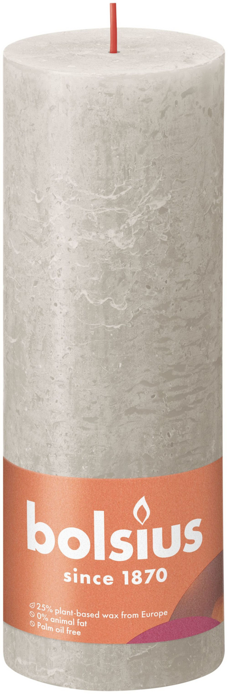 Bougie pilier rustique Bolsius Shine Collection 190 68 gris sable - gris sable