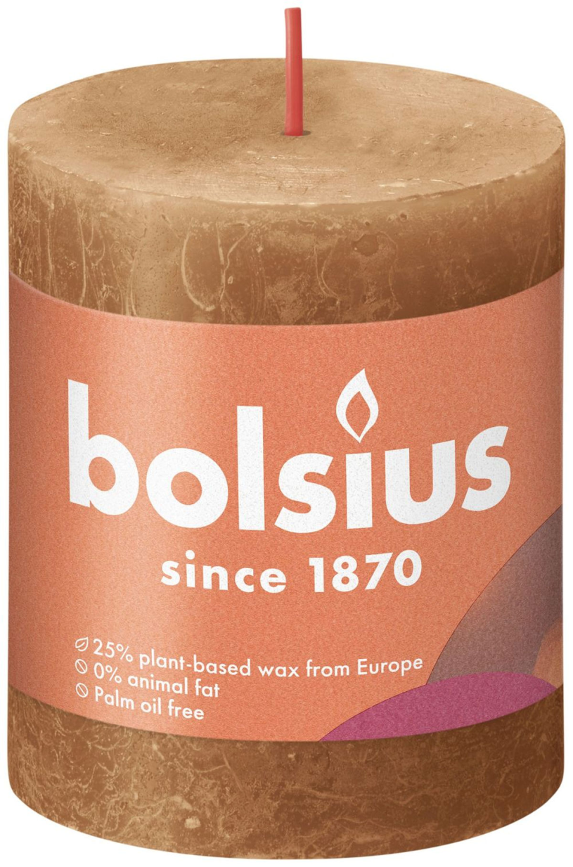 Bougie pilier rustique Bolsius Shine Collection 80 68 marron épicé - marron épicé