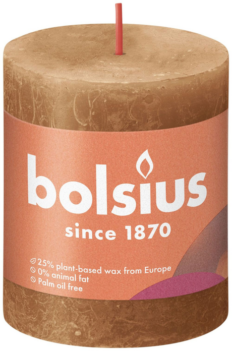 Bougie pilier rustique Bolsius Shine Collection 80 68 marron épicé - marron épicé