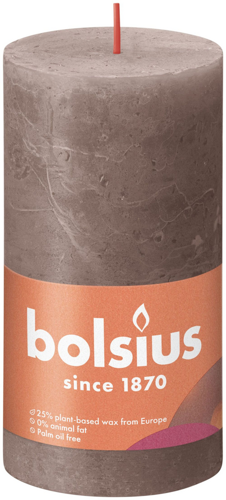 Bolsius Shine Collection Bougie pilier rustique 130 68 taupe rustique