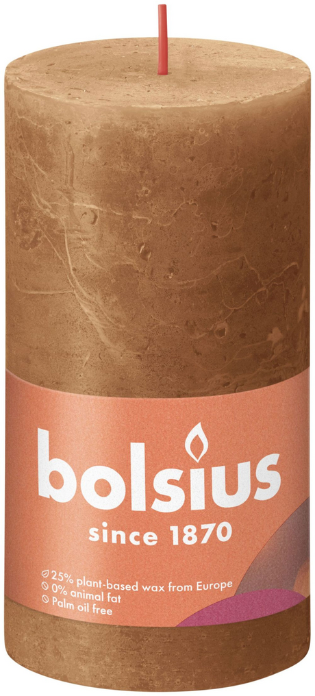 Bougie pilier rustique Bolsius Shine Collection 130 68 marron épicé - marron épicé