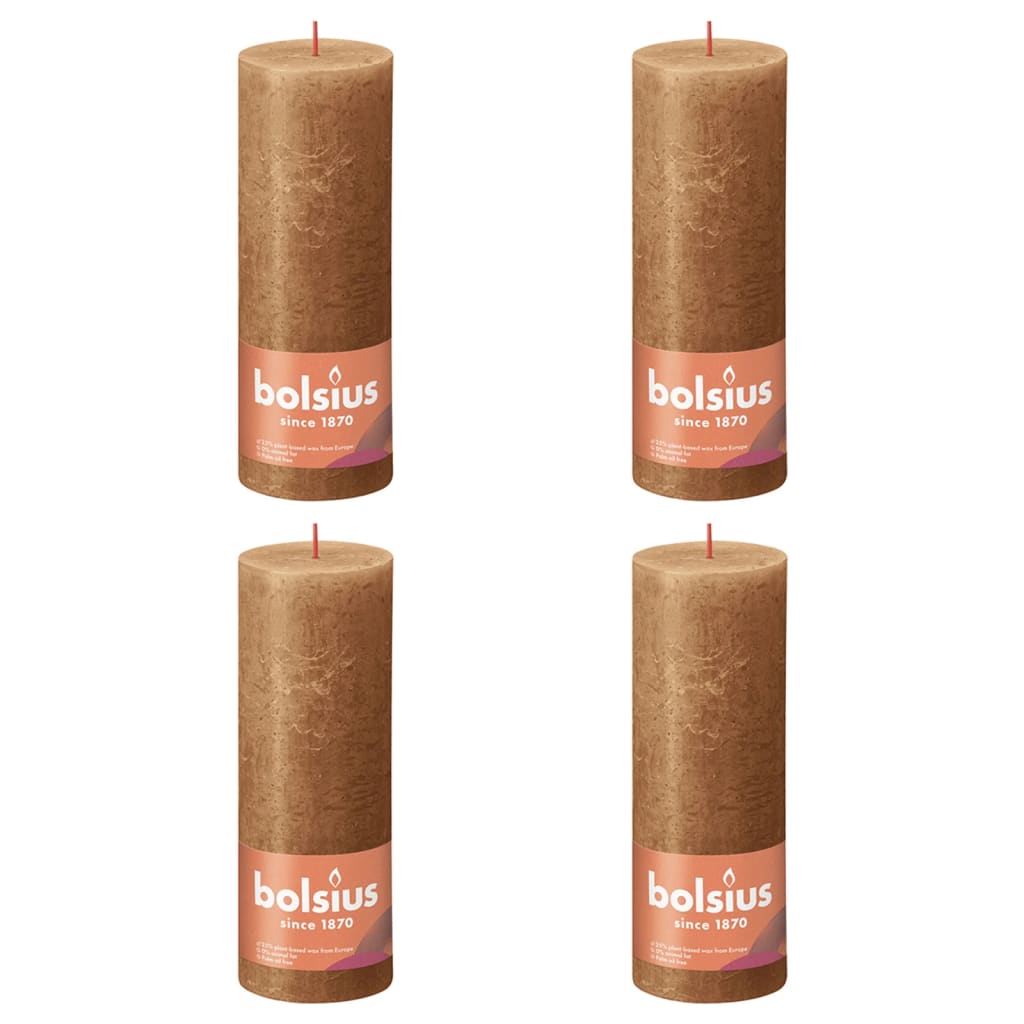 Bolsius Bolsius Stollen Shine 4 St Rustiek 190x68 mm Spice Brown