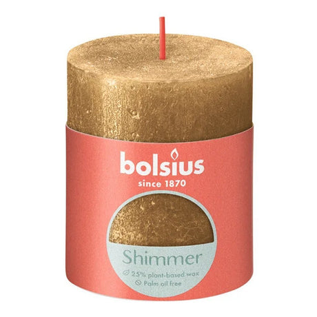 Bougie pilier Bolsius scintillante 8x6,8 cm or