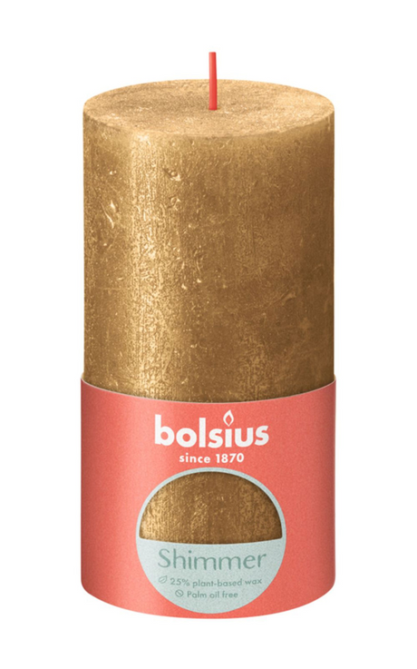 Bolsius Bolsius Bougie Pilier Shimmer 13x6,8 cm Doré