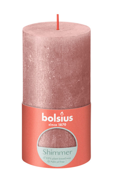 Bougie pilier rustique Bolsius 130 68 rose chatoyant