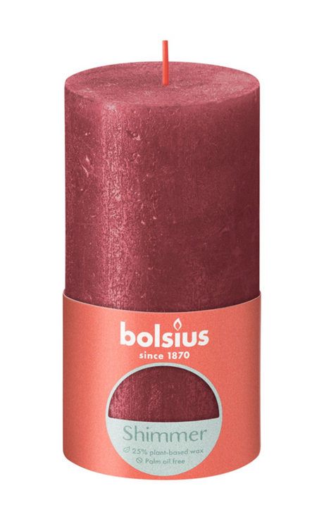 Bougie pilier rustique Bolsius 130 68 rouge