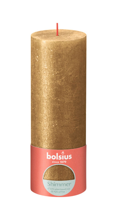 Bougie rustique Bolsius 190 68 or