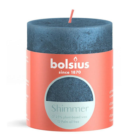 Bougie pilier scintillante Bolsius 8x6,8 cm bleu