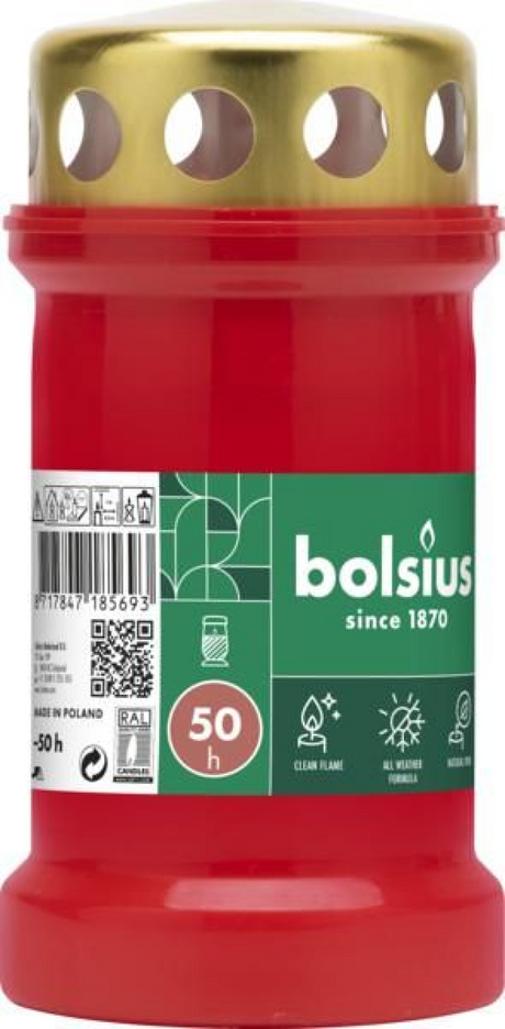 Lampe funéraire Bolsius n°3 rouge avec couvercle