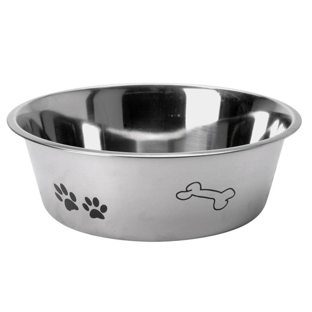 Bol de nourriture pour chien Basic avec impression 24 cm en acier inoxydable