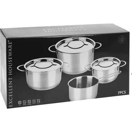 Excellent ensemble de casseroles 7 pièces en acier inoxydable
