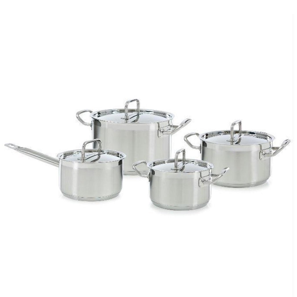 Bk set de casseroles de précision 4 pièces en acier inoxydable verre argent