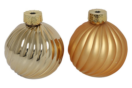 Countryfield kerstbal ro stripe a2 goud ø10cm