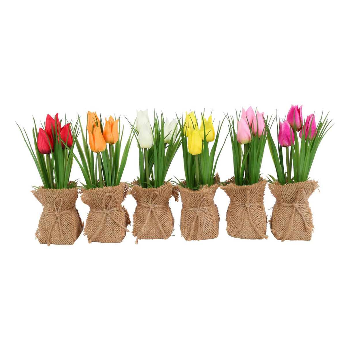Countryfield fleur artificielle en pot tulipe multicolore h20cm