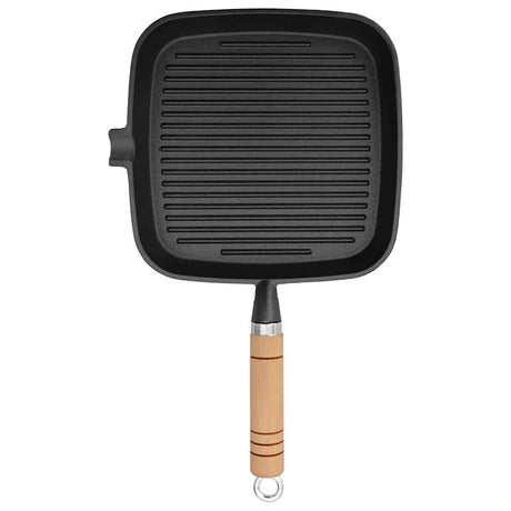 Vidaxl Grill à poignée en bois en fonte 20x20 cm