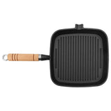 Vidaxl Grill à poignée en bois en fonte 20x20 cm