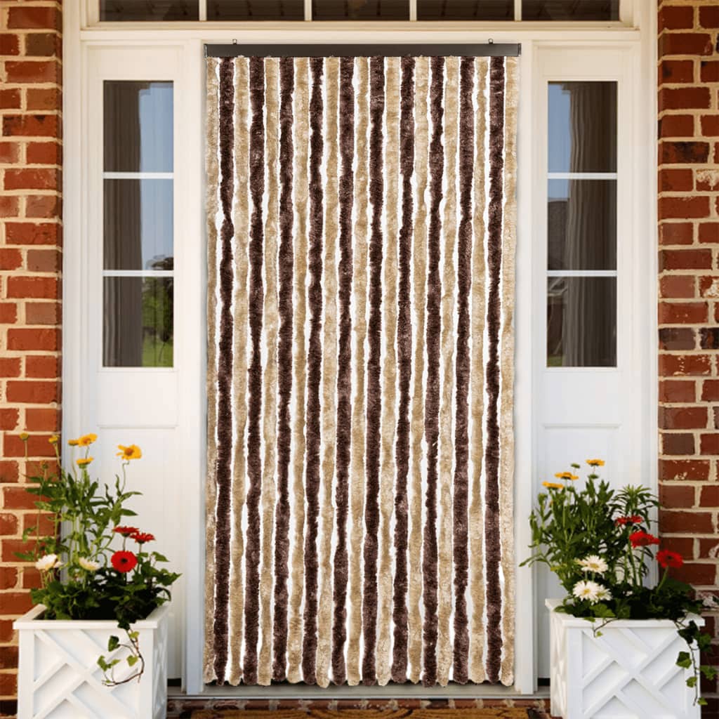 Vidaxl Fly curtain 90x220 cm Chenille beige and light brown