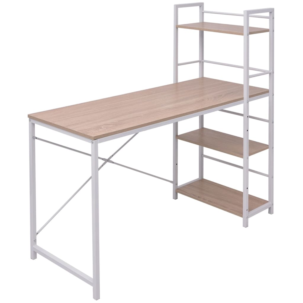 Vidaxl bureau met boekenkast 4-laags eikenkleurig