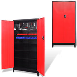 Vidaxl Tool Armabet con 2 porte 90x40x180 cm in acciaio nero e rosso