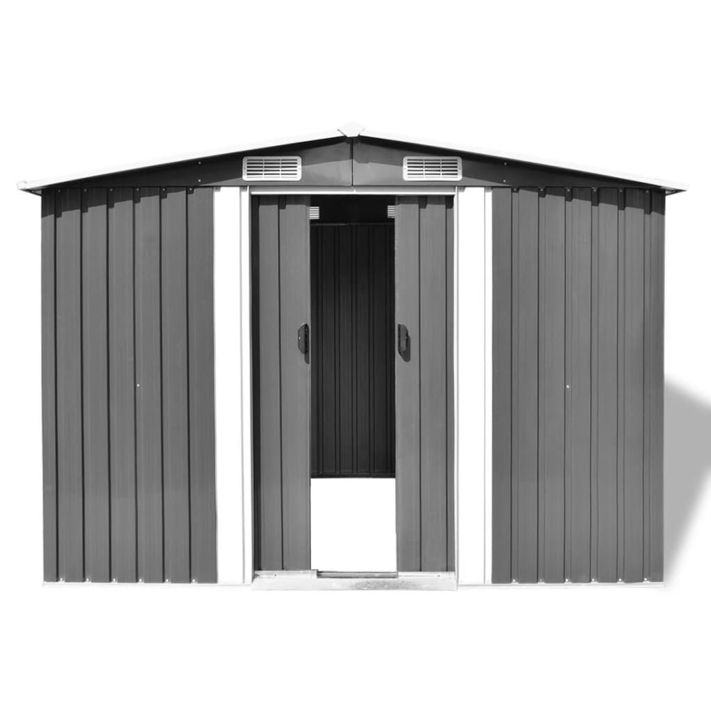 Vidaxl hangar de jardin 257x205x178 cm gris métallique