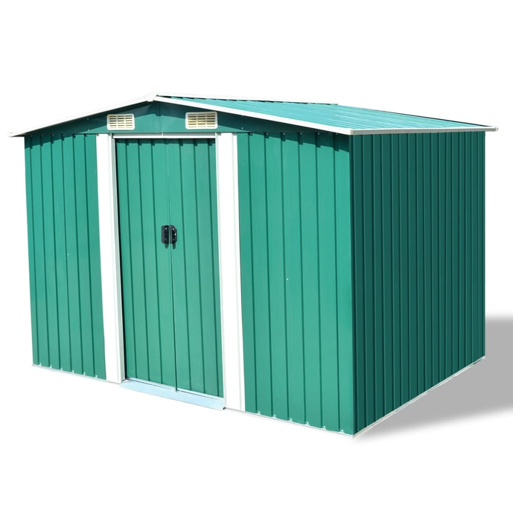 Vidaxl Garden Shed 257x205x178 cm kovinsko zeleno