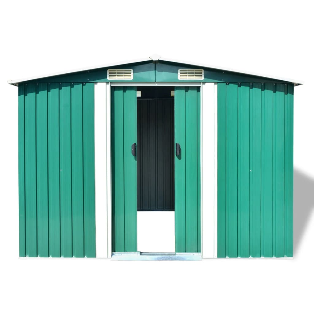 Vidaxl Garden Shed 257x205x178 cm kovinsko zeleno