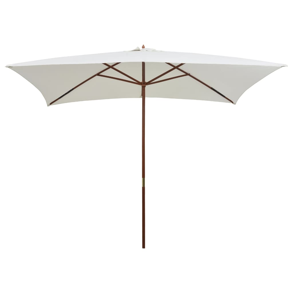 Vidaxl Parasol z leseno palico 200x300 cm krema bela