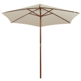 Vidaxl Parasol 270x270 cm Crème en bois en bois blanc