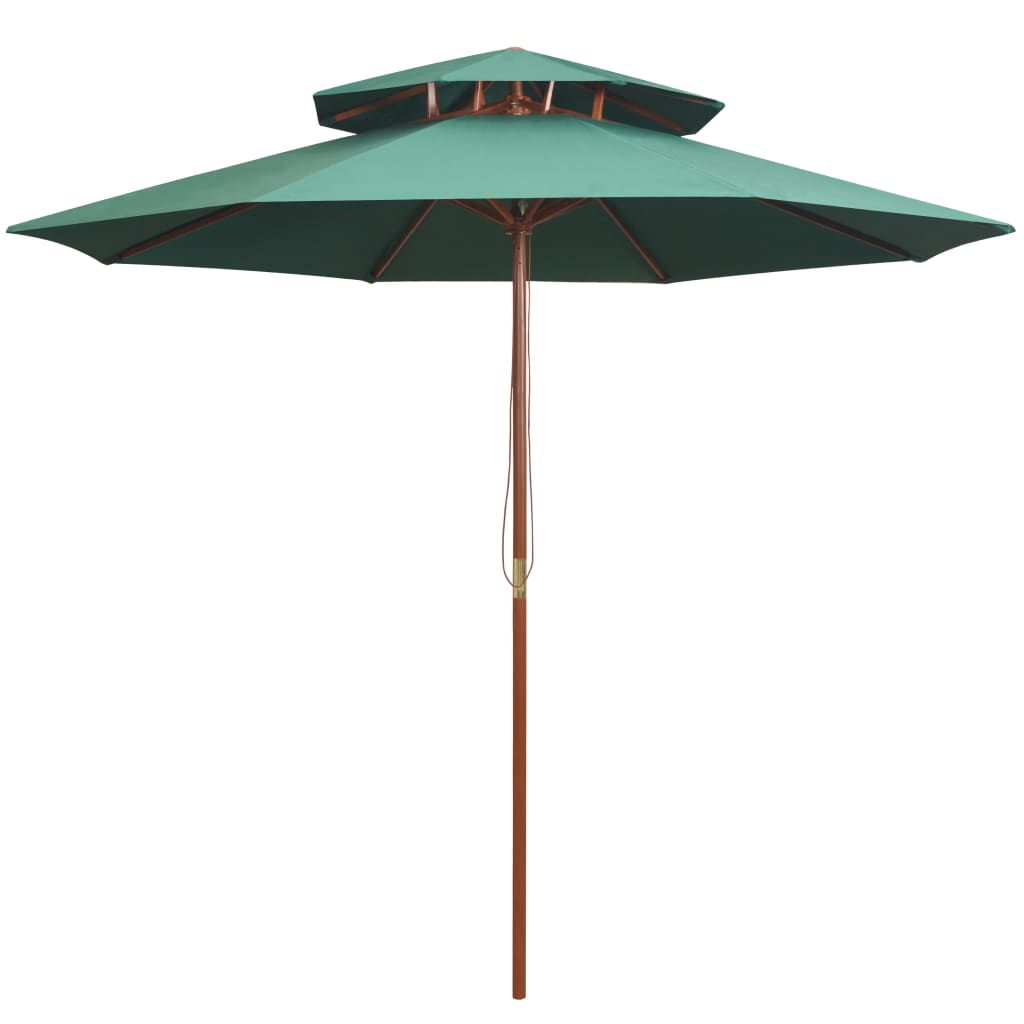 Vidaxl Double Decker Parasol 270x270 cm Green en bois